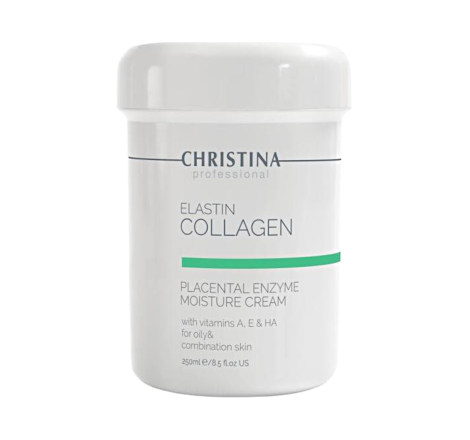 Зволожуючий крем для жирної шкіри обличчя Elastin Collagen Placental Enzyme Moisture Cream with Vit.A, E & HA Сhristina, 250 мл 782 фото